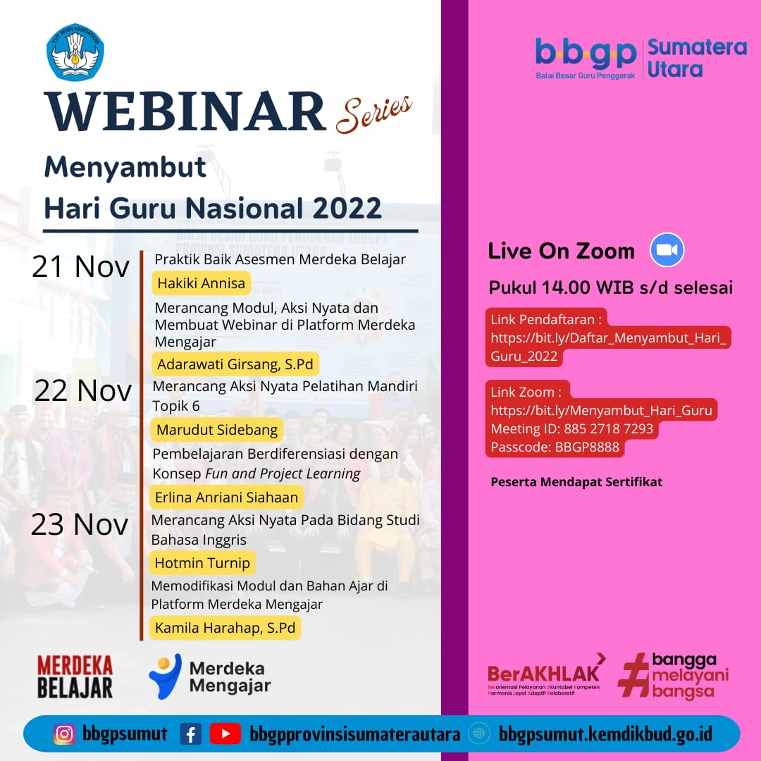 Webinar Menyambut Hari Guru Nasional Tahun 2022